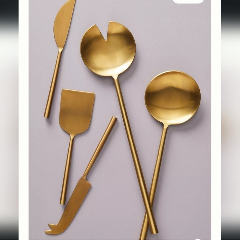 Anthropologie Streamlined Cheese Knives and Serving Set - gold